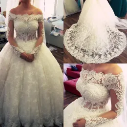 Abiti Abiti da ballo incredibile fuori dalla spalla a maniche lunghe per perle abiti da sposa Vestidos de nolia baratos con envio gratis