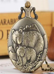 Bronz Kutup Ayıları Ekran Kuvars Fob Pocket Watch Asma Kolye Kolye Zinciri Retro Saat Hediyeleri Çocuklar Erkek Kadınlar9100714