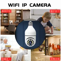 Interfone 360 ° Camara bulbo panorâmico Visão noturna bidirecional de áudio Segurança doméstica Video Videoveillance Lamp WiFi IP Camera