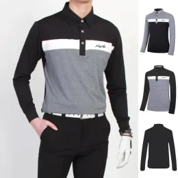 Кэпки гольф мужской с длинным рукавом спортивный случай повседневной быстрох сушки для воздухопроницаемой рубашки для эластичной половой рубашки.
