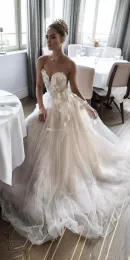 Elbiseler Yeni İllüzyon Mücevher Sevgilisi Süslenmiş Dantel Korse Gelinlik Elihav Sasson Gelinlik 3d Gül Çiçek Zemin Uzunluğu Düğün
