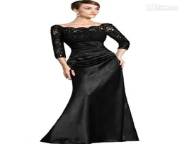 Black Lace Sleeves Mother Of The Bride Evening Dresses OffTheShoulder Beads Ruched Floorlength Prom Gown dresses for womens chr1704004