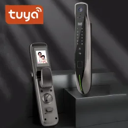 Lock Tuya WiFi Automatic Door Lock Builtin Camera APP Remote Control Fingerprint Lock Fingerprint Password Card Key Smart Door Lock