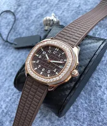 2018 Top -Qualität Frauen039s Edelstahl Diamond Uhren 5067 Granatserade Serie importiert Quarz Bewegung 352mm Gummi Gummi LU5469107