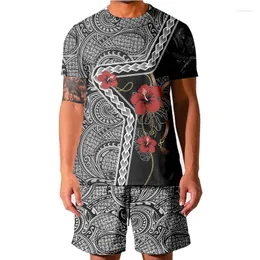 Мужские спортивные костюмы Tahiti Polynesia Men Set Set Set Steck Lyate Late Butting Рубашки Шорты шика