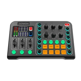 Stand M6 RGB LED OTG Transmission Wireless Bluetoothcompatible External Mixer Sound Card Noise Reduction for Live Streaming Broadcast