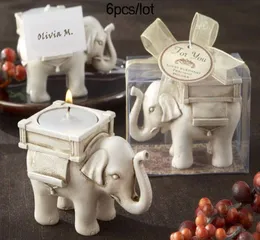 Titular do vela de casamento Lucky Elephant Antiqueivory Tealight Holderno Tee Light CS838 6pcslot9608872