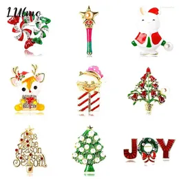 Broches 9 Estilos Árvore de Natal para Mulheres Homens Pinos de esmalte Papai Noel ano Animal pingando petróleo Broche Pin Presentes