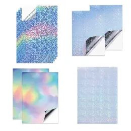 Papel 20 folhas/embalagem a4 a laser adesivo de papel holográfico de vinil jato de tinta auto -impressão de papel de impressão de papel diy