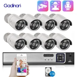 Sistema Gadinan 8CH 4K Detecção de movimento da câmera CCTV Câmeras de segurança Sistemas IP Monitoramento de áudio Home