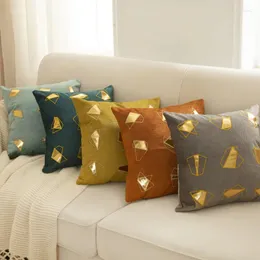 Pillow Case Luxus geometrische karierte Lederstickerei Velvet Kissen Cover Home Decor Blau Gold grau schwarze weiße Wurf