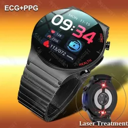 Klockor för Andriod Xiaomi Samsung Smart Watch Men IP68 Vattentät 2022 EKG Smartwatch Laser Therapy Blodtryck Syre 360*360 Watch