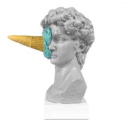 Decorative Figurines Ice Cream Smashing David Statue European Modern Simple Head Bust Bedroom Living Room Porch Desktop Decor A