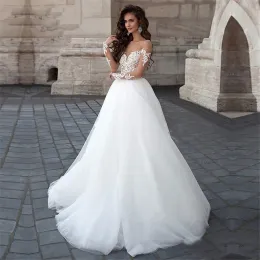 Abiti 2024 Scoop Aviques lunghe Appliques Abiti da sposa in pizzo Vshape Abiti da sposa sexy senza schienale.