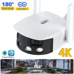 Kameror 4K 8MP Dual Lens WiFi Camera Fixed Panoramic 2K 4MP Security IP Cam Outdoor Motion Detection 180 ° Wide Viewing Vinkel ICSEE ONVF