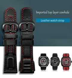 YQ 28mm Genuine Calf Leather Watch Band per sette orologi Watchband Man Fashion W pendband Black Friday Strap With Tools1879869