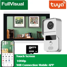 Intercomo FullVisual 10 polegadas 1080p WiFi Smart Tuya Video Phone Phone Intercom System SD Cartão Detecção de Detecção de Motivo