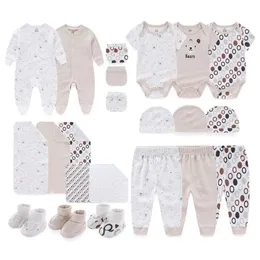 Unisex 22 Stücke geborene Baby Kleidung Cartoon 100%Baumwollgeschenksets Langarm Jungen Kinder liefert BEBES 240327