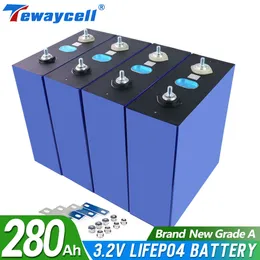 Tewaycell 280AH 230AH 200AH LIFEPO4 12V 24V 48V GRADE A BATTERABLE PACK قابلة للشحن 3.2V ضريبة الطاقة الشمسية خالية