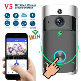 Doorbells V5 Wifi Wireless Smart Doorbell Night Vision Voice Video Intercom Doorbell PIR Motion Detection Security Door Phone Camera