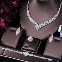 Tools Janekelly 4pcs Bridal Zirconia Full Jewelry Sets for Women Party, Dubai Nigeria Cz Crystal Wedding Jewelry Sets