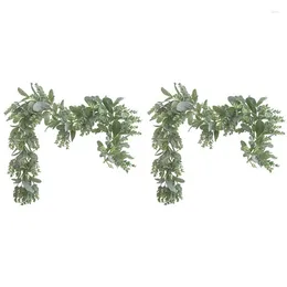 Fiori decorativi 2 pezzi Agnelli Garland Greenery ed Eucalipto Vine / 38 pollici di lunghezza foglie di colore color luce