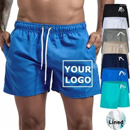 Men's Swimwear Custom Print Swim Trunks For Men Summer Casual Beach Board Shorts With Pockets Mesh Liner Quick Dry Bathing Suit
