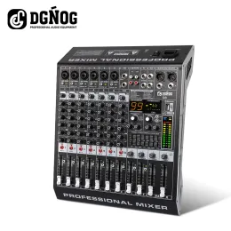 장비 DGNOG D8 8 채널 사운드 믹서 99 DSP Professional Audio Mixer DJ 믹싱 콘솔 가라오케 녹음 스튜디오를위한 Bluebooth USB 48V