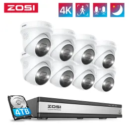 System ZOSI 4K 16CH Network PoE Video Surveillance System 8pcs 8MP Outdoor Indoor AI Detection IP Cameras CCTV Security NVR Kit 4TB HDD