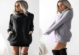 S5XL Plus Size Winter Dress Women Long Long Mettleneck Sweater Sweater Dress Dress Disual Ladies Mini Autumn Women Clothing 20199382470