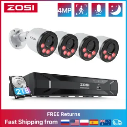 시스템 ZOSI 8CH 5MP NVR KIT 4MP POE 보안 카메라 시스템 오디오 휴먼 검출 실외 CCTV IP 비디오 감시 카메라 세트