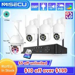 System Misecu PTZ 8ch 5MP Wireless CCTV System Kit NVR WiFi Outdoor Twoway Communication Camera Security Record Surveillance Set P2P