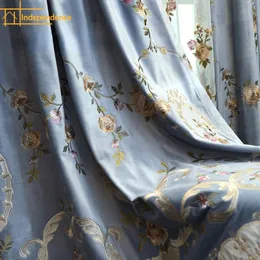 European Style Blackout Flannel Curtains for Living Room Bedroom Embroidered Window Screen Curtain Custom Finished Product Sheer Curtains 240321