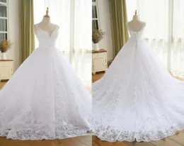 Великолепное платье для бального платья с кружевом Vestido de Novia Princesa Vintage Wedding Plays Real Image Bridal Hown2082812