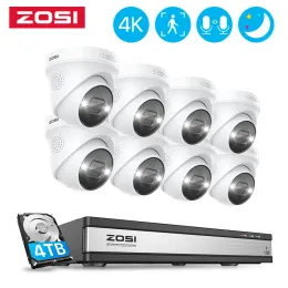 시스템 ZOSI 16CH 4K POE 비디오 감시 카메라 시스템 NVR 키트 AI 인간 감지 8MP 색상 나이트 비전 IP 카메라 보안 CCTV 세트