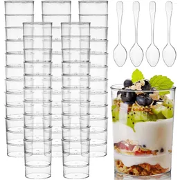 Kubki jednorazowe słomki okulary lodowe łyżki deserów plastikowe puddings miski degustacyjne