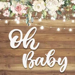 Decoração de festa huiran oh baby wooden letter string menino menina chuveiro decoração decoração de aniversário gênero revelar suprimentos de placas de parede