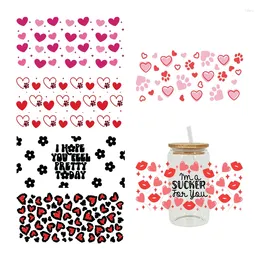 Window Stickers 3D UV DTF Transfers 16oz Cup Wraps Love Valentine's Day tryckt för DIY -glas keramiskt metallläder etc. D2677