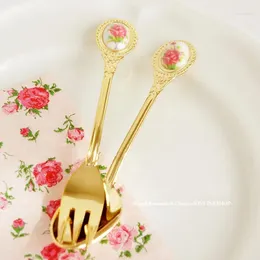 Tea Scoops Küche Essbar Die 24 -Karg Gold Rose Serie A Kaffeelöffel Kaffee/Dessert Gabel Nachmittag Besteck