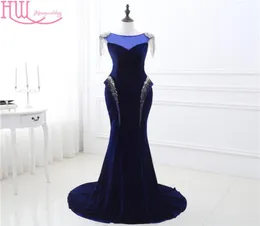 100 진짜 PO Mermaid Dresses Evening Wear Navy Blue Cap Sleeves Beaded Shiny Sexy Cheap Prom Dreest in Stock Summal Dress 8186809