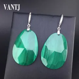 Orecchini Vantj Orecchini naturali in malachite Sterling 925 argento Big Stonte Acqua goccia di cristallo di gioielli per donna per donna regalo