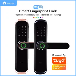 Lock SmarDeer Fingerprint smart lock for Tuya Biometric Fingerprint Door lock BT Tuya APP Smart IC Card Keyless Entry with passcode