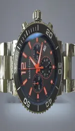 Luxusuhr Mens Watches Montre de Luxe VK Quartz Movement Rostfritt stål Gray Metal Rem Relojes Lujo Para Hombre Chronograph1498453