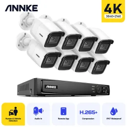 Brushes Annke 4K Ultra HD Poe Video Surveillance System 8ch H.265+ NVR med 4K Security Cameras CCTV Kit Audio Recording 8MP IP -kamera