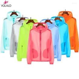 Colegados masculinos Volalo unissex UV Sun Protection Jackets Coats Rouse