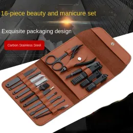 Kits aço inoxidável preto de 16 peças Clipper Manicure Ferramenta Conjunto de ferramentas de cutícula Nipper suprimento de unhas Hine para profissionais