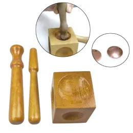 Werkzeuge Holz Däming Block Set Dapping Punches Weiche Metallschmuck Herstellung Werkzeuge Holzmaterial Essentielle Werkzeuge für Schmuckherstellung