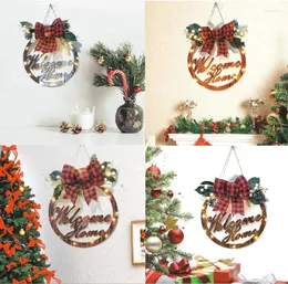 Flores decorativas Christmas Wreath Wreath Wall Artificial Polding Door Light Lights Decoração Ornamentos Festa 2024 Happy Year