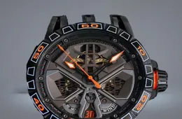 Excalibur Spider 45 mm RDDBEX0828 Automatyczna męska zegarek szkieletowy PVD Black Steel Case Blue Leatherrubber Pasp Sport Watches H2167386