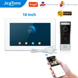 Intercom Jeatone 10 cali Tuya WiFi wideo Intercom Home Systeem 1080p Full Touch Screen Monitor Met 2.0MP Bedraad Deurtelefoon Debel Set